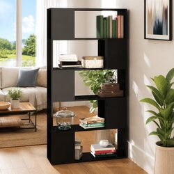 Sleek Black High Gloss Book Cabinet Room Divider
