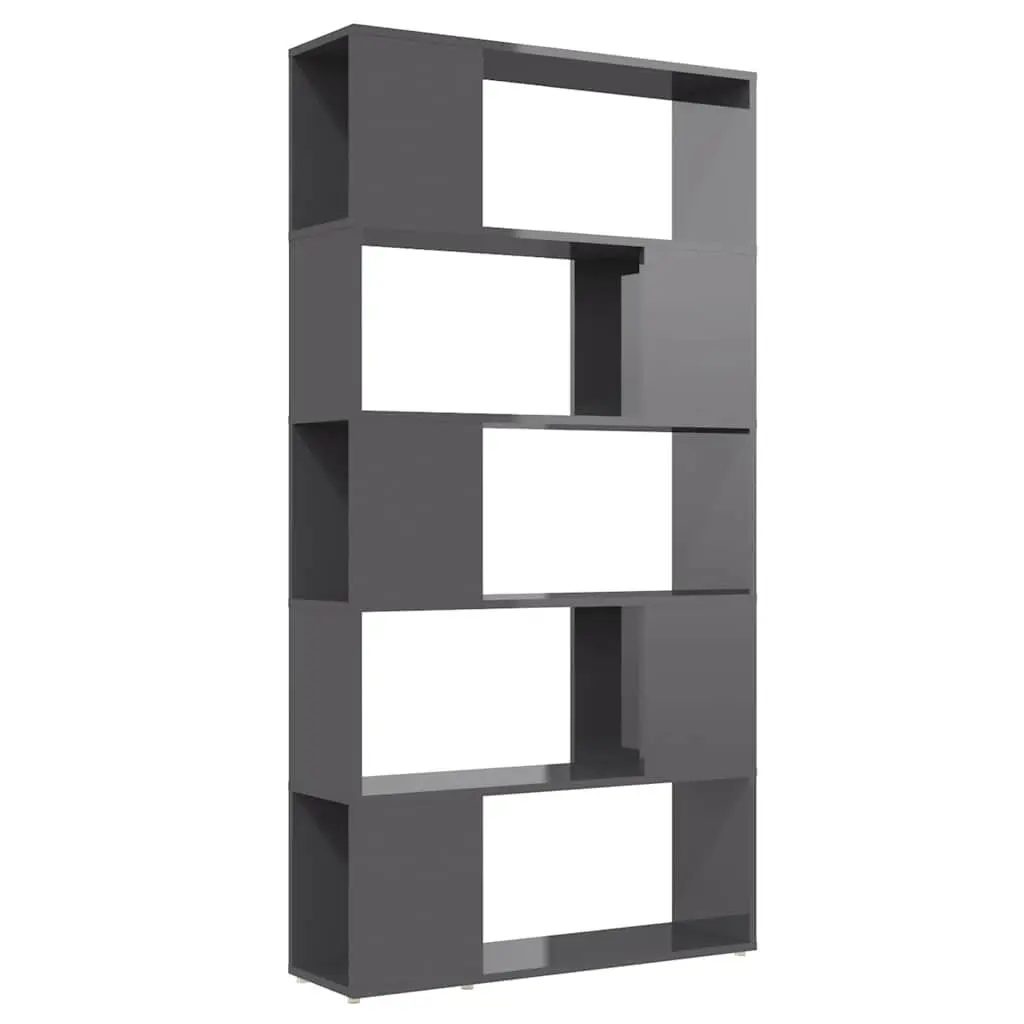 Book Cabinet Room Divider High Gloss Grey 80x24x155cm Engineered Wood Storage Shelf