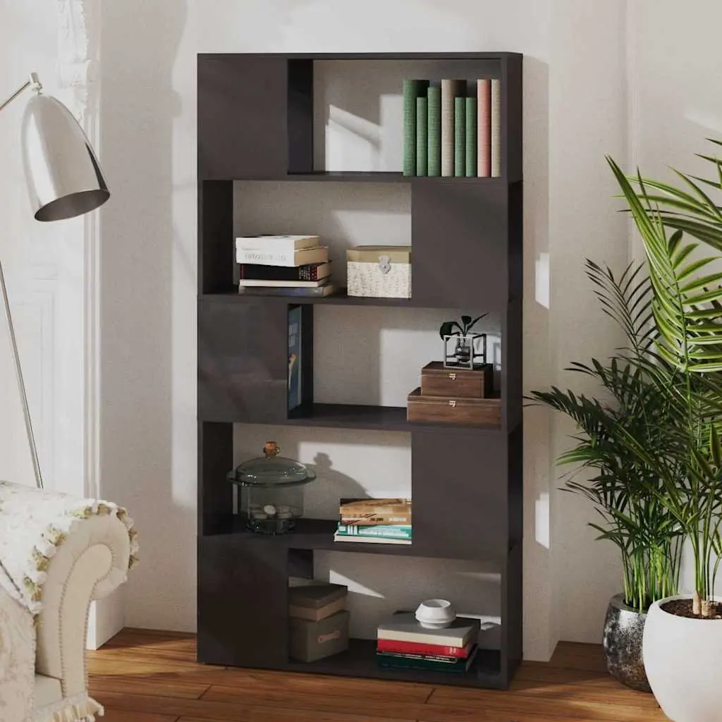 Book Cabinet Room Divider High Gloss Grey 80x24x155cm Engineered Wood Storage Shelf