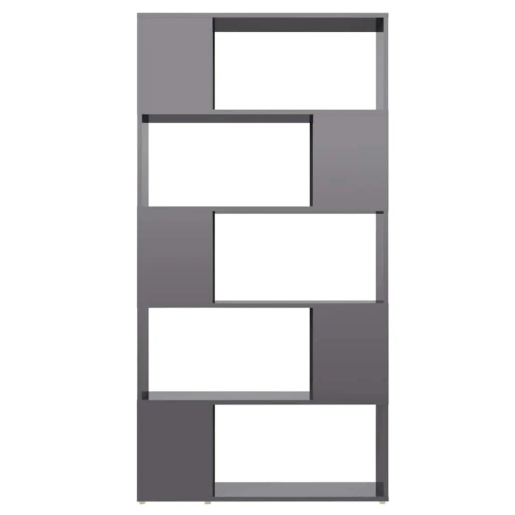 Book Cabinet Room Divider High Gloss Grey 80x24x155cm Engineered Wood Storage Shelf