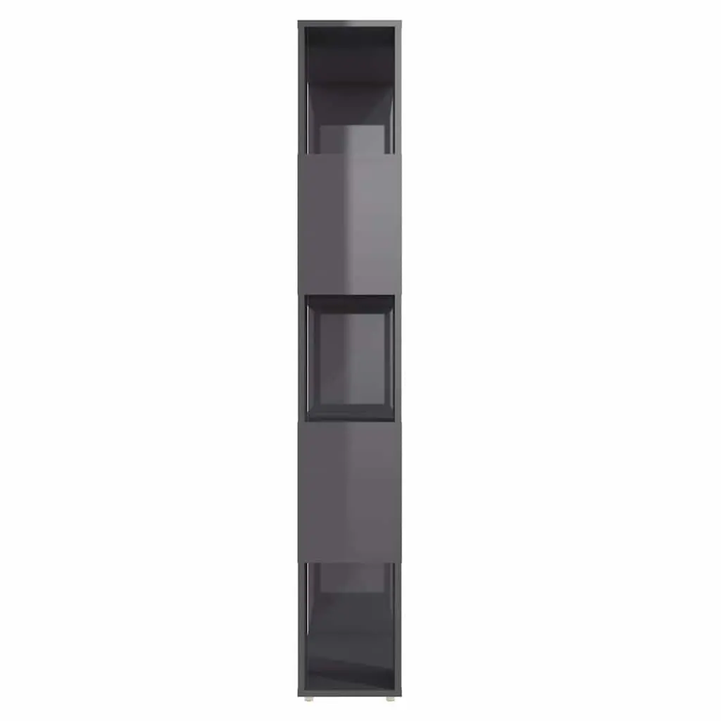 Book Cabinet Room Divider High Gloss Grey 80x24x155cm Engineered Wood Storage Shelf