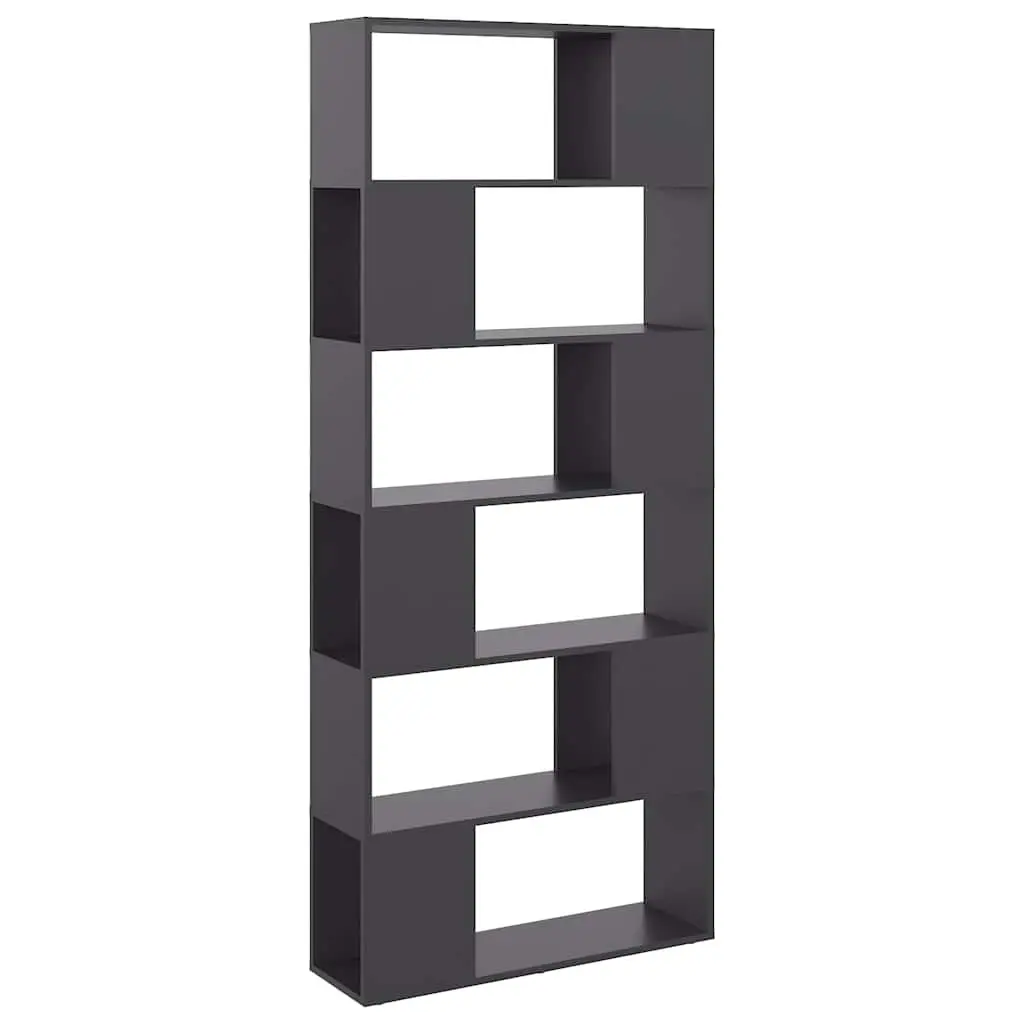 Book Cabinet Room Divider Grey 80x24x186cm Engineered Wood Storage Shelf Compartments