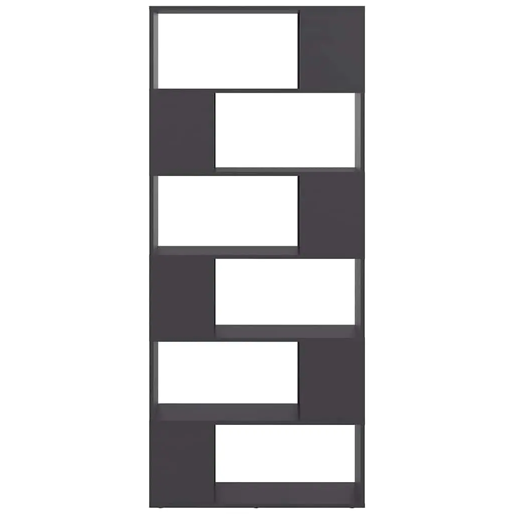 Book Cabinet Room Divider Grey 80x24x186cm Engineered Wood Storage Shelf Compartments