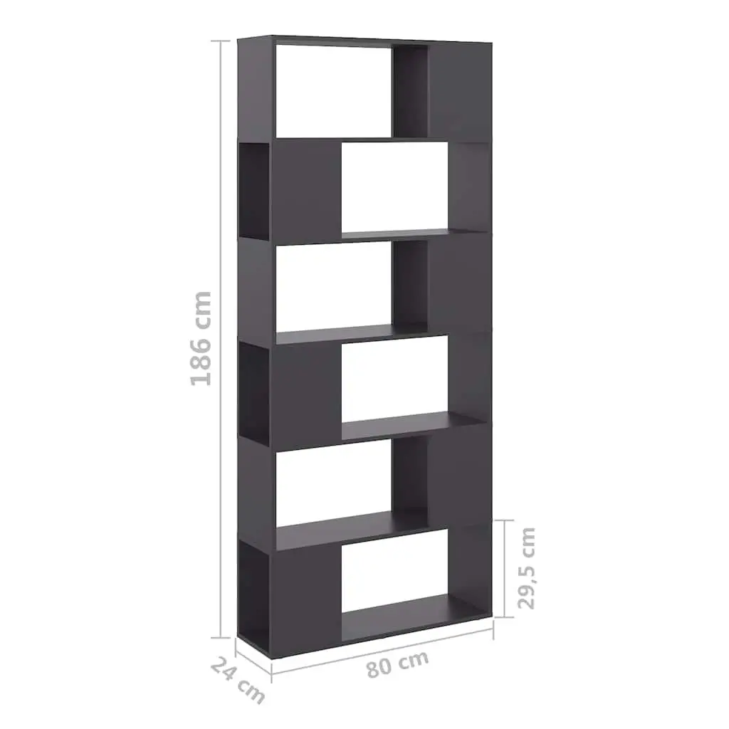 Book Cabinet Room Divider Grey 80x24x186cm Engineered Wood Storage Shelf Compartments