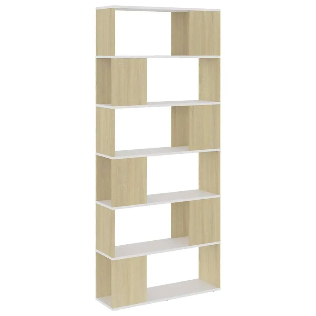 Beige Book Cabinet and Room Divider with 6 Compartments