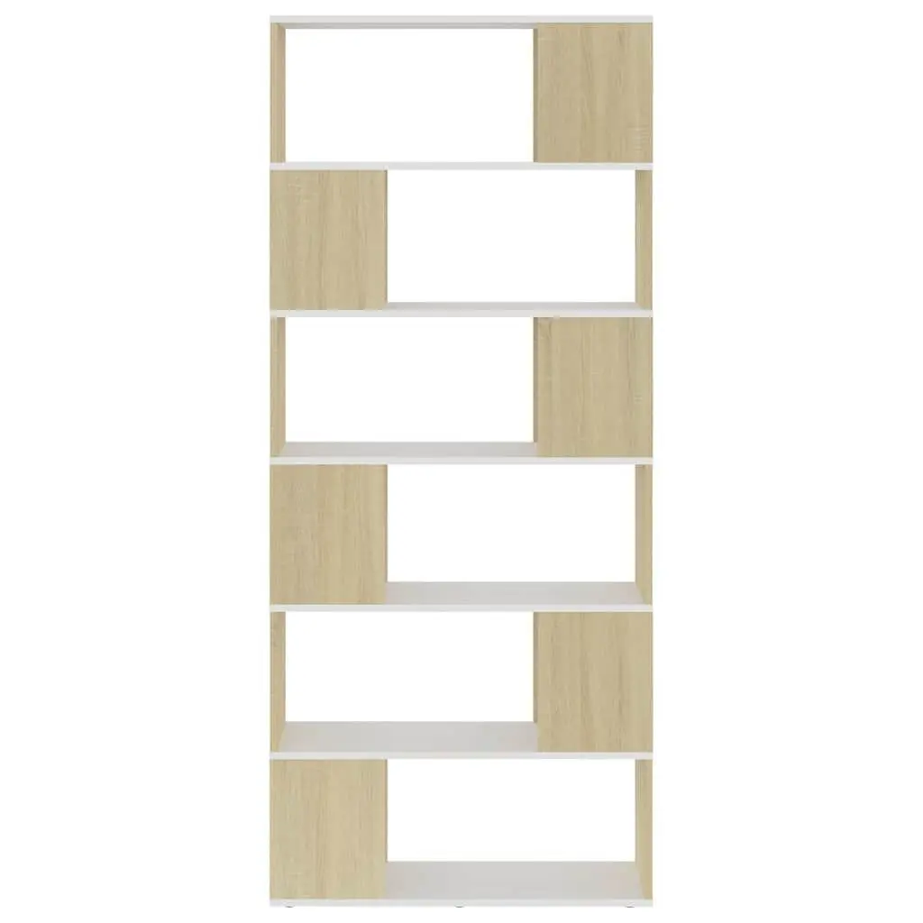 Beige Book Cabinet and Room Divider with 6 Compartments