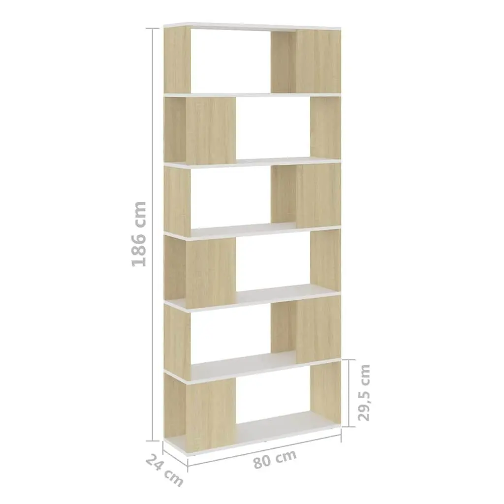 Beige Book Cabinet and Room Divider with 6 Compartments