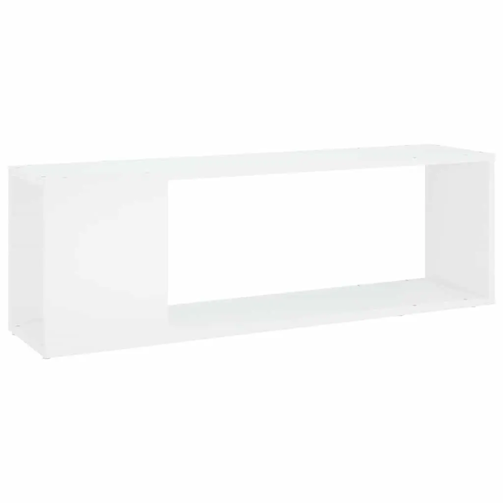 TV Cabinet White Engineered Wood 100cm Living Room Storage Unit with 2 Shelves