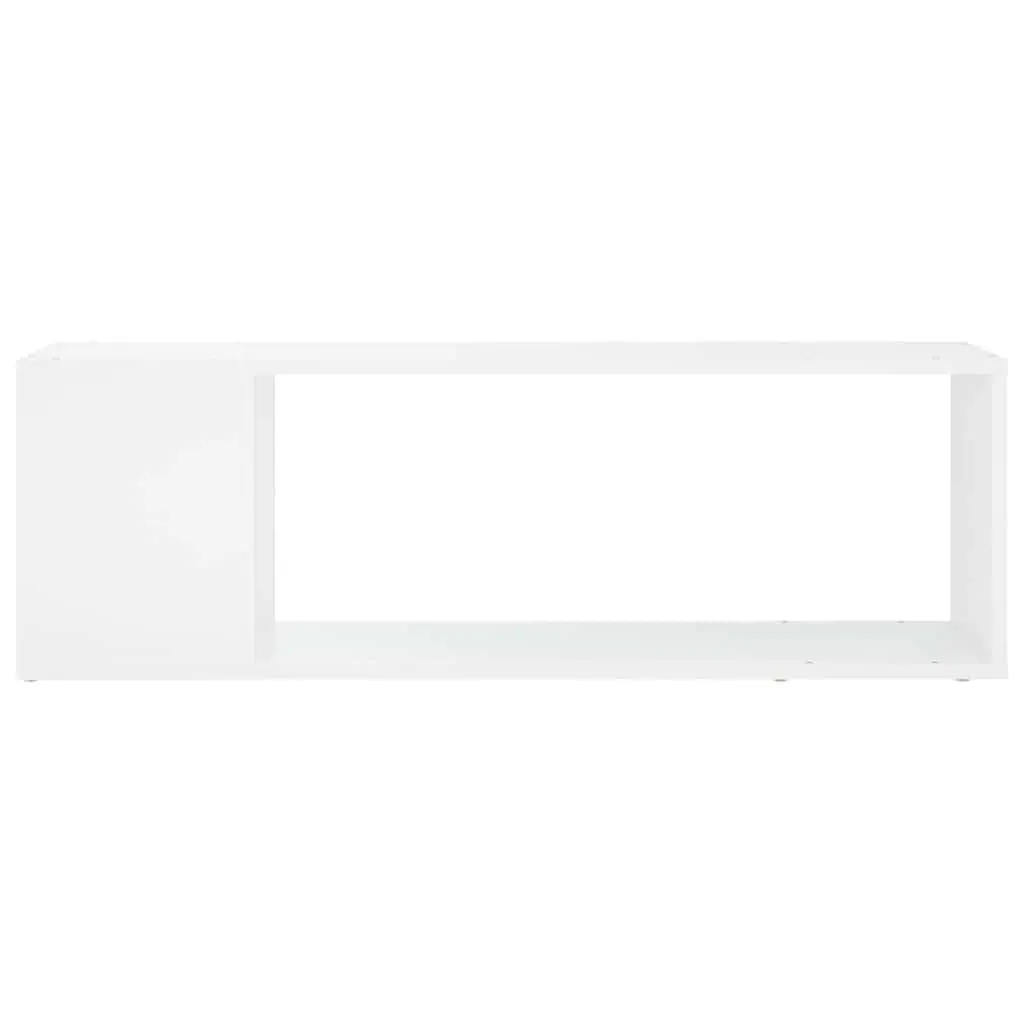 TV Cabinet White Engineered Wood 100cm Living Room Storage Unit with 2 Shelves
