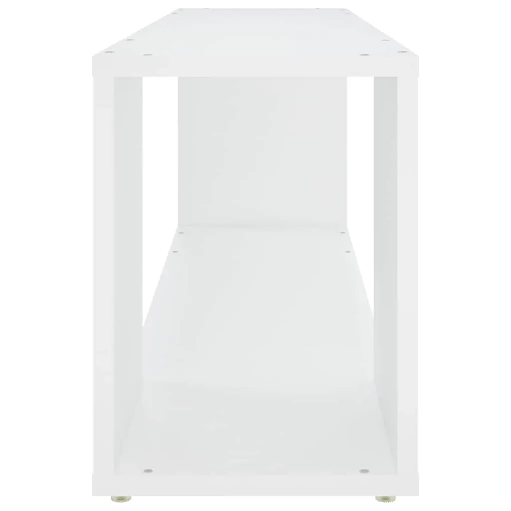 TV Cabinet White Engineered Wood 100cm Living Room Storage Unit with 2 Shelves