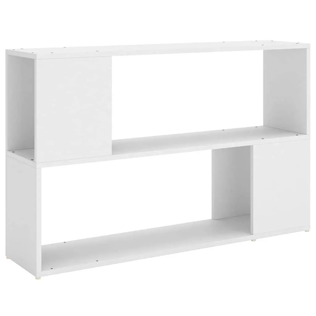 White Engineered Wood Book Cabinet with Open Compartments