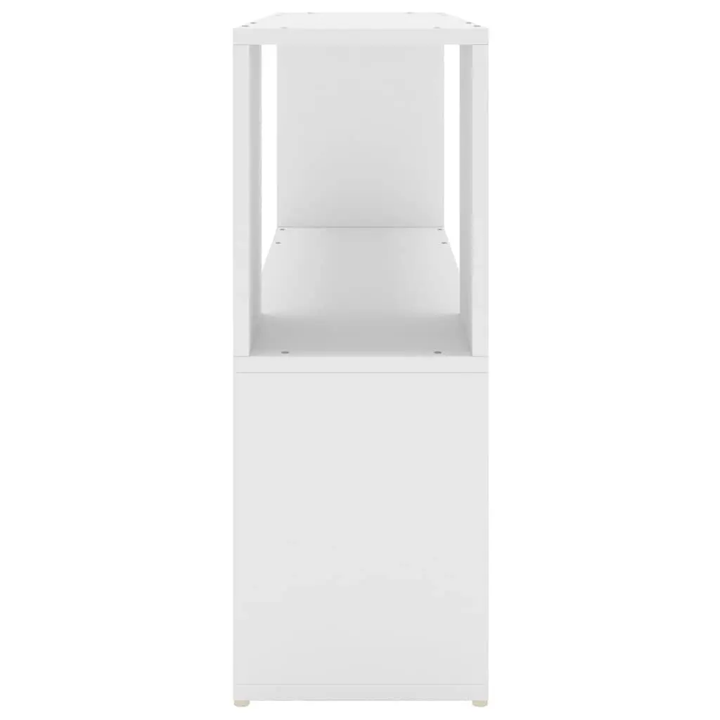 White Engineered Wood Book Cabinet with Open Compartments
