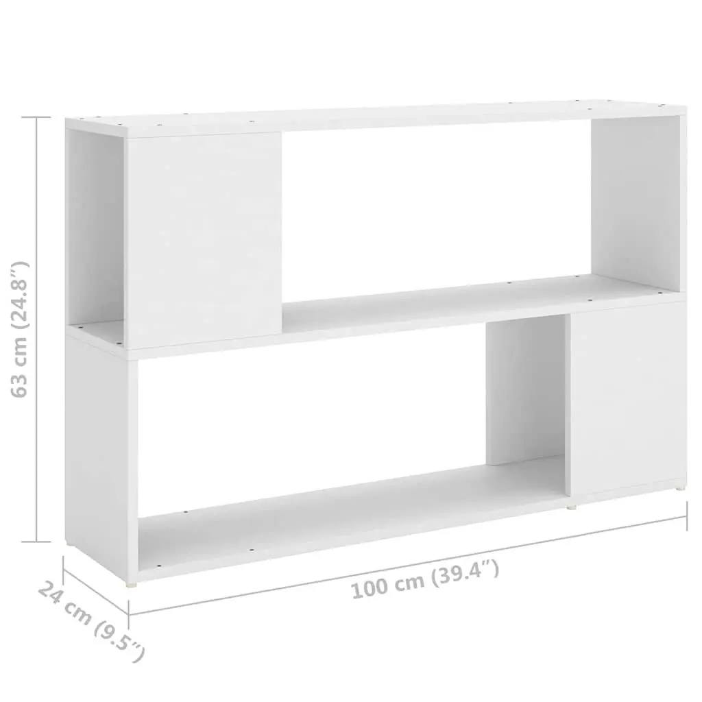White Engineered Wood Book Cabinet with Open Compartments