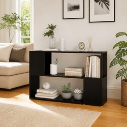 Black Book Cabinet with Open Shelves for Modern Homes