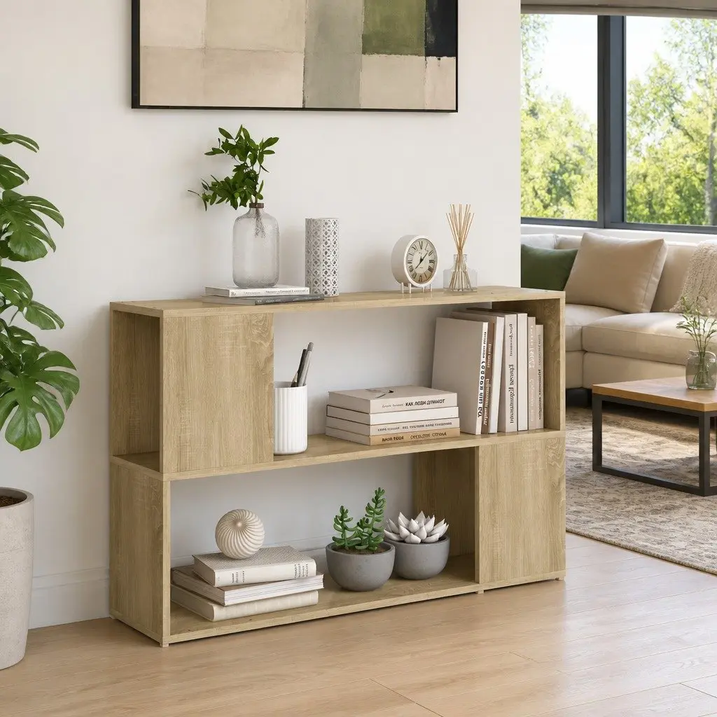 Book Cabinet Sonoma Oak Open Shelving Storage Unit Brown Engineered Wood