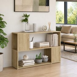 Sonoma Oak Open Shelving Book Cabinet for Cozy Spaces