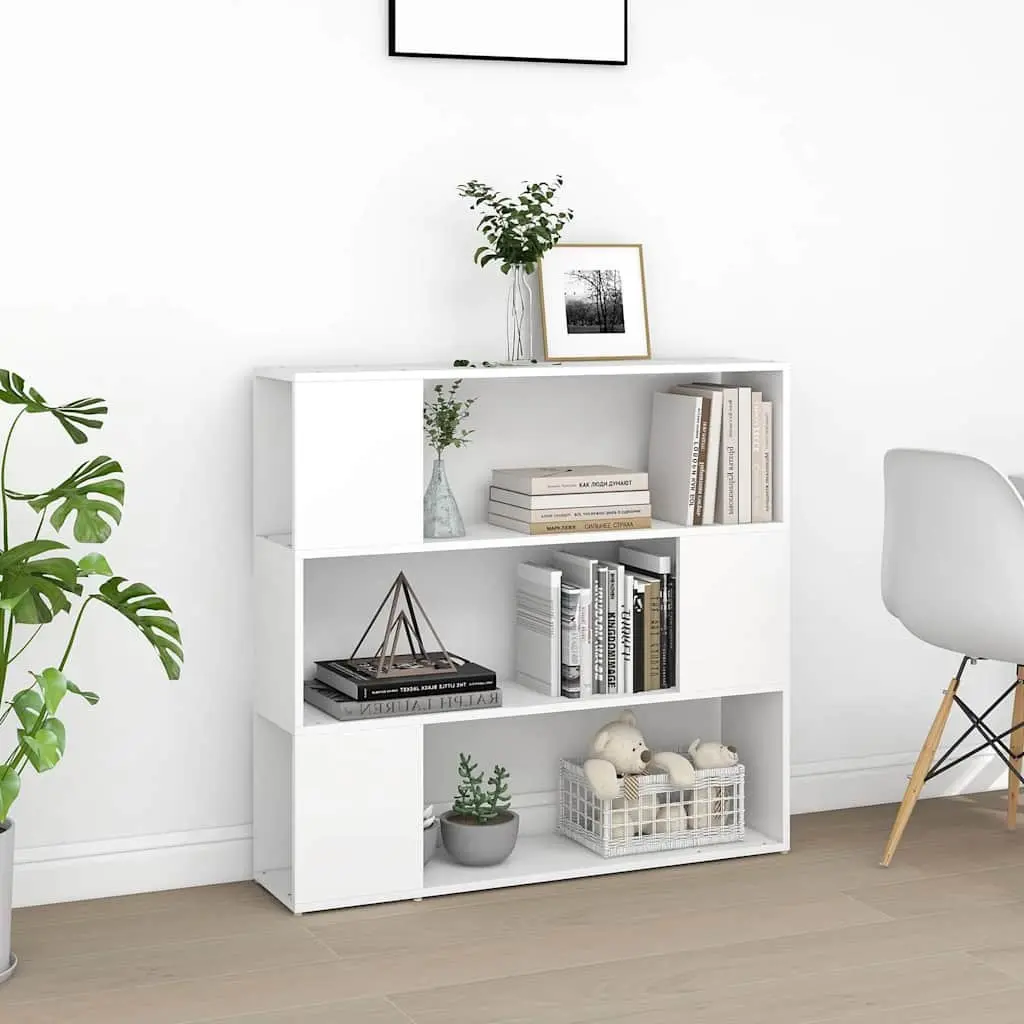 Book Cabinet Room Divider White 3 Compartments Storage Organiser