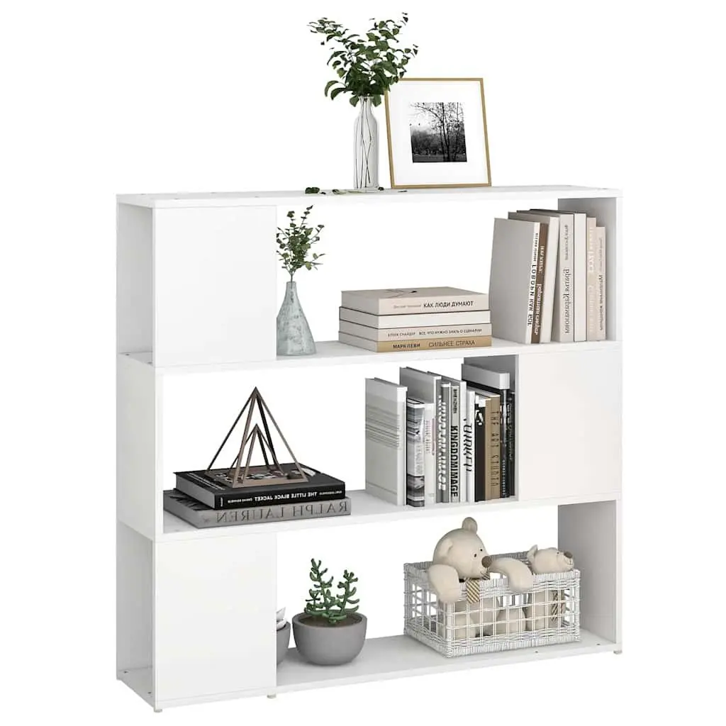 Book Cabinet Room Divider White 3 Compartments Storage Organiser