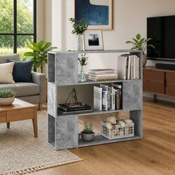 Grey Storage Book Cabinet with 3 Compartments