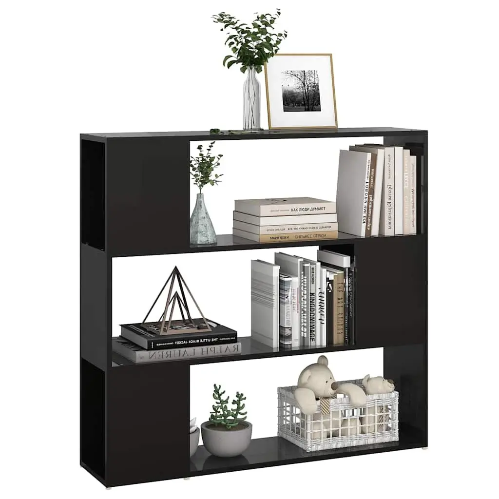 High Gloss Black Book Cabinet Room Divider