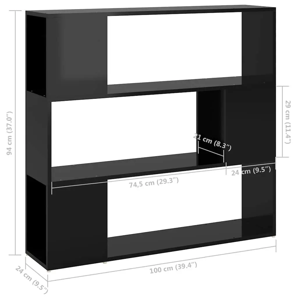 High Gloss Black Book Cabinet Room Divider