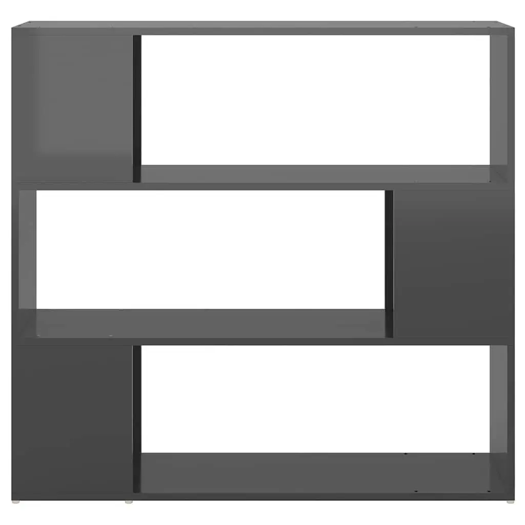 Room Divider Bookcase High Gloss Grey 94cm Height 100cm Width 24cm Depth Shelving Unit