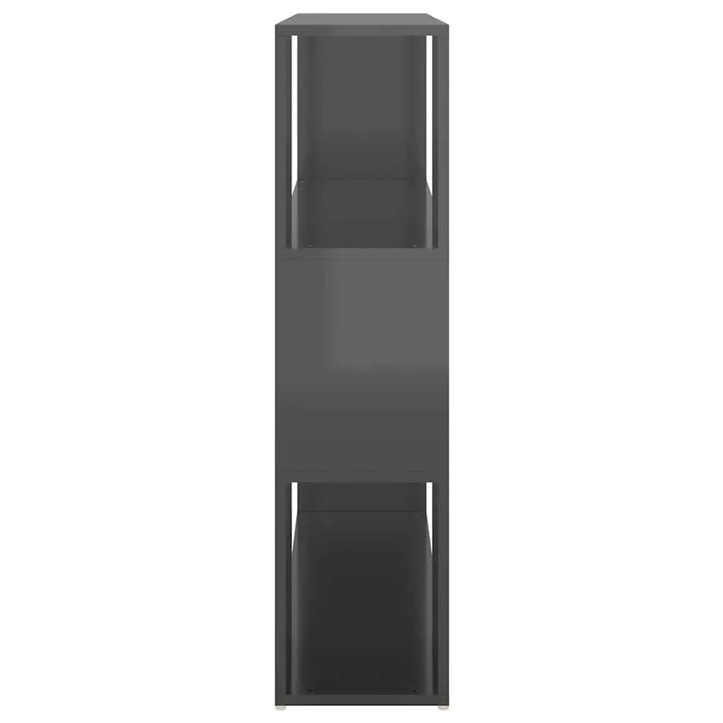 Room Divider Bookcase High Gloss Grey 94cm Height 100cm Width 24cm Depth Shelving Unit