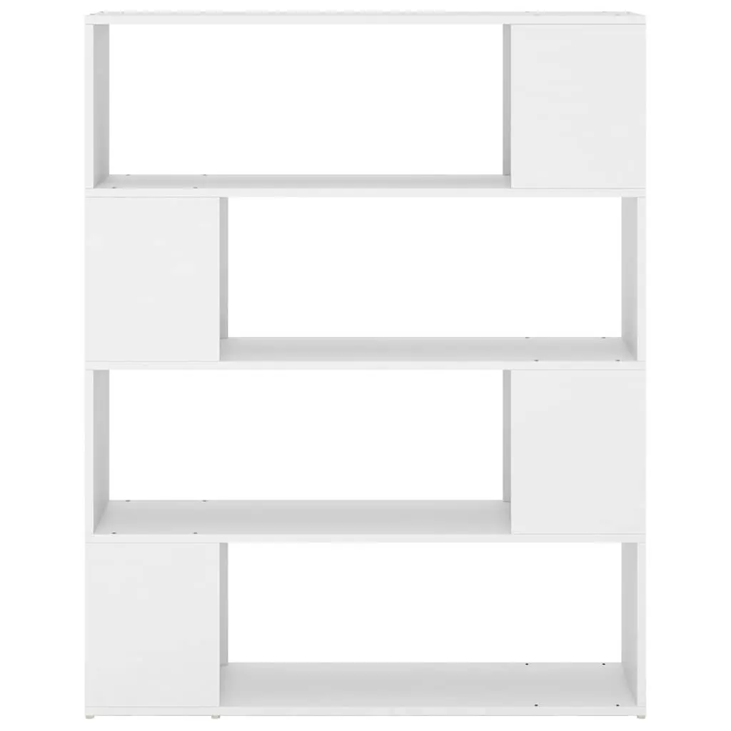 White Book Cabinet Room Divider with 4 Compartments
