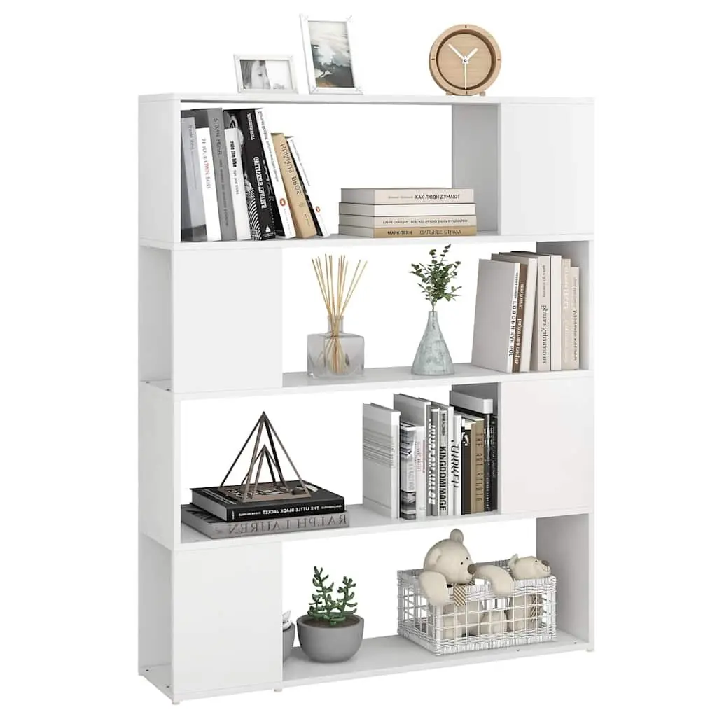 White Book Cabinet Room Divider with 4 Compartments