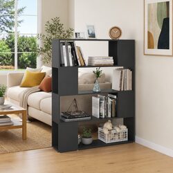 Grey Book Cabinet Room Divider with 4 Compartments