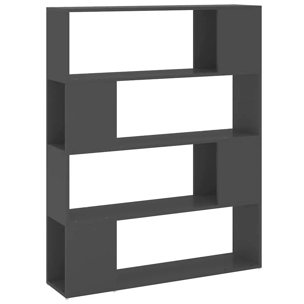 Grey Book Cabinet Room Divider Storage Unit 4 Compartments 100W x 24D x 124H cm