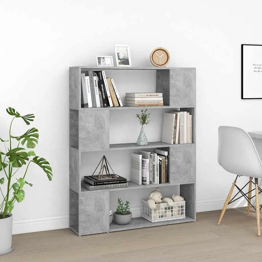 Bookcase Room Divider Freestanding Storage Shelf 100x24x124 cm Grey