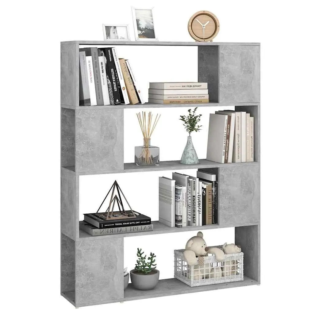 Bookcase Room Divider Freestanding Storage Shelf 100x24x124 cm Grey