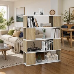 Elegant Book Cabinet and Room Divider with 4 Compartments