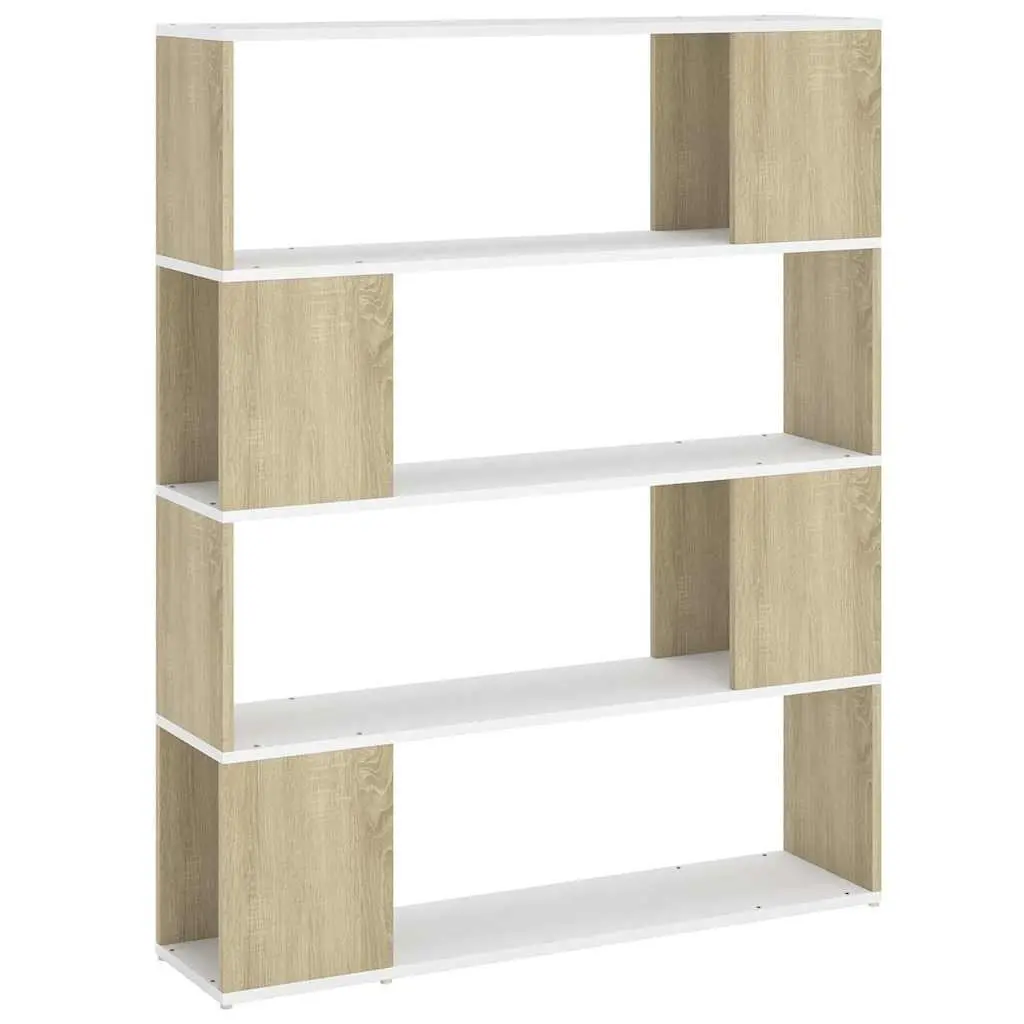 Book Cabinet Room Divider Storage 4 Compartments Beige Sonoma Oak