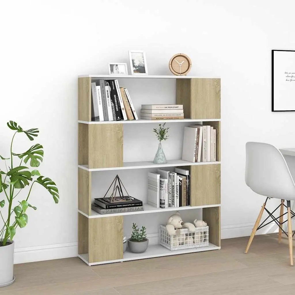 Book Cabinet Room Divider Storage 4 Compartments Beige Sonoma Oak