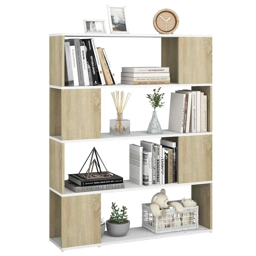 Book Cabinet Room Divider Storage 4 Compartments Beige Sonoma Oak