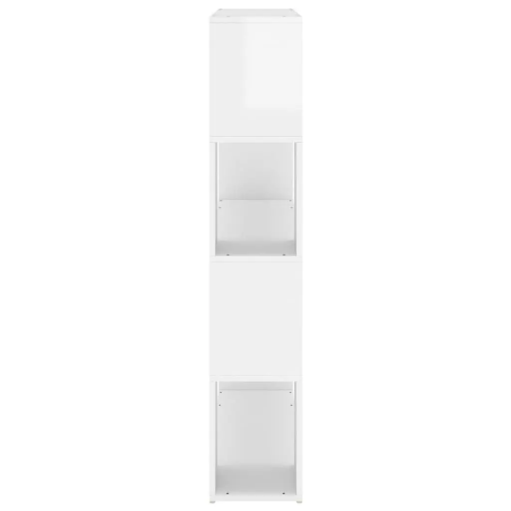 Book Cabinet Room Divider White High Gloss 100W x 24D x 124H cm Storage Organizer