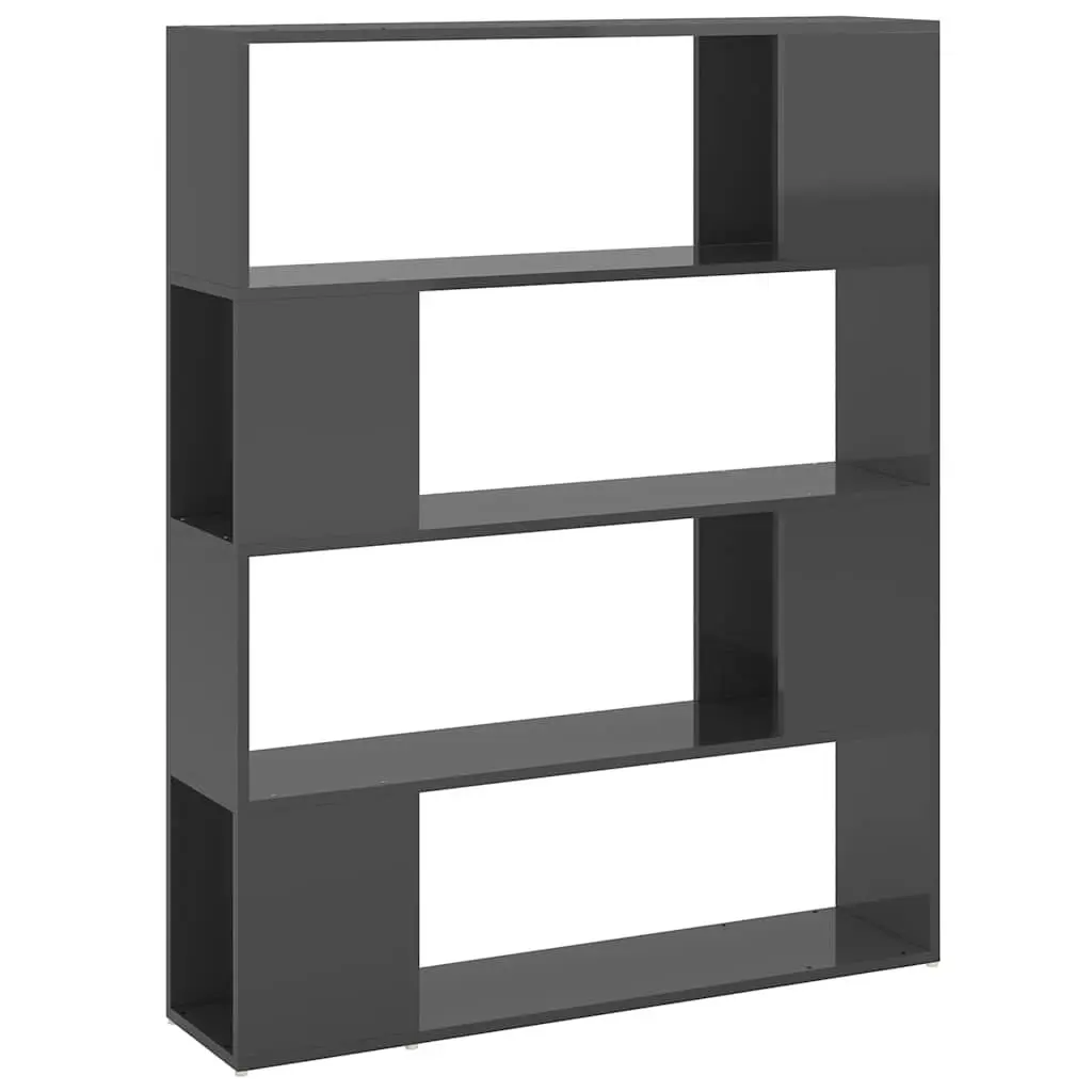 Book Cabinet Room Divider Grey 4 Compartments Standing Shelf Storage Organiser