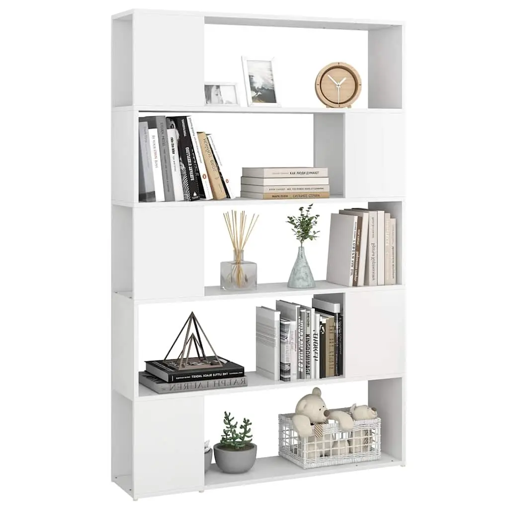 White Book Cabinet Room Divider with 5 Compartments
