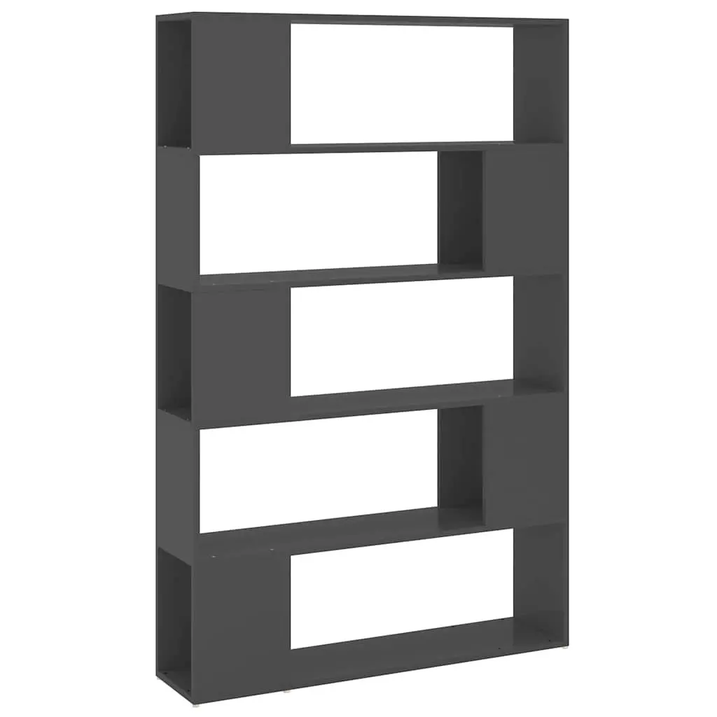Grey Book Cabinet and Room Divider with 5 Compartments