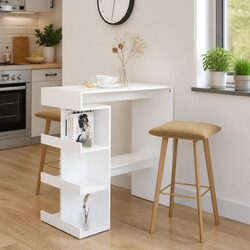 White Bar Table with Storage Racks for Dining