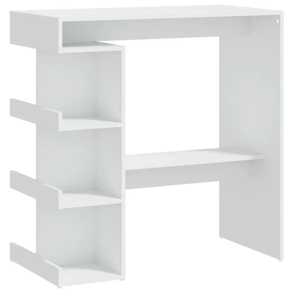Bar Table White Space-Saving Kitchen Dining with Storage Racks Engineered Wood
