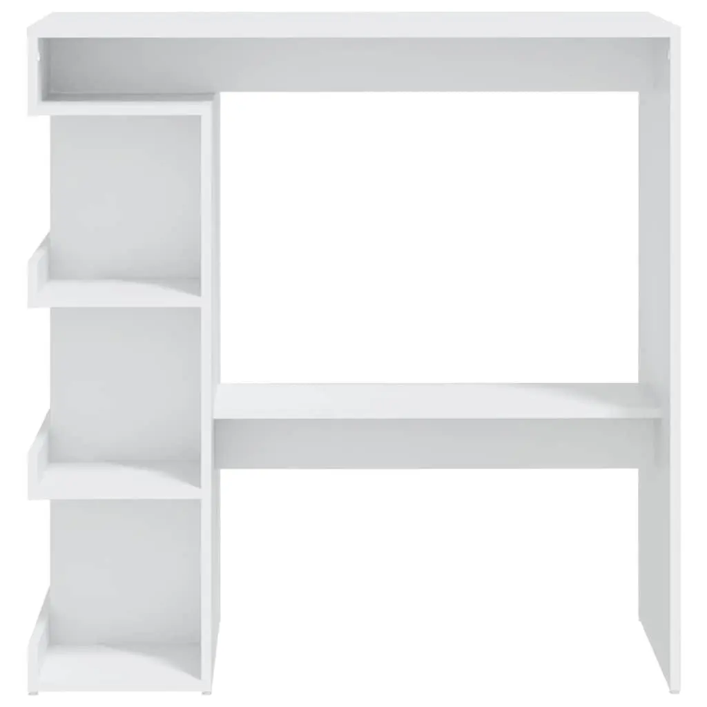 Bar Table White Space-Saving Kitchen Dining with Storage Racks Engineered Wood