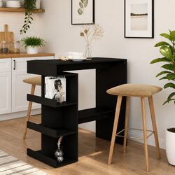 Black Bar Table with Storage Racks for Cozy Spaces