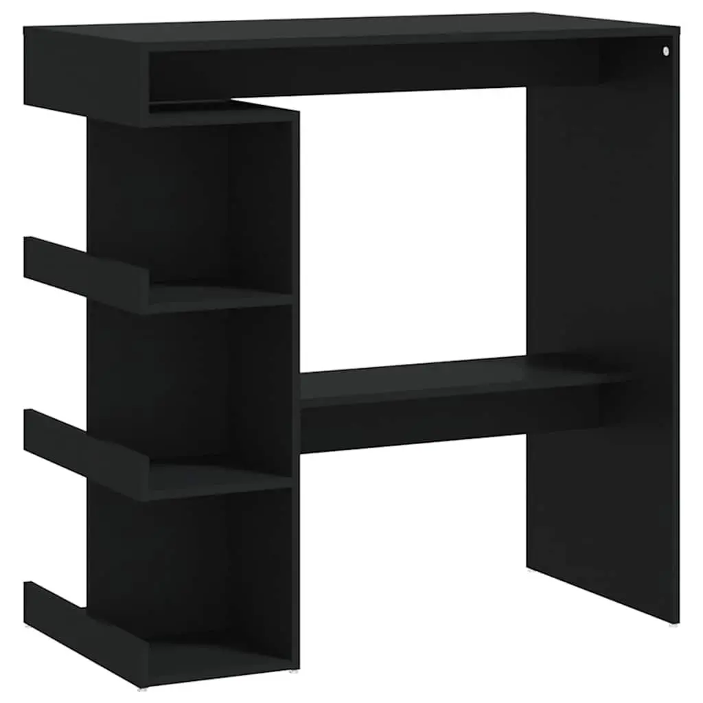 Bar Table with Storage Racks Black Kitchen Dining Bistro Pub High Top Counter