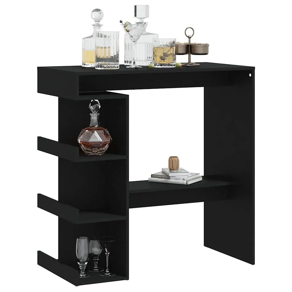 Bar Table with Storage Racks Black Kitchen Dining Bistro Pub High Top Counter