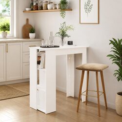 Stylish White Bar Table with Storage Shelves