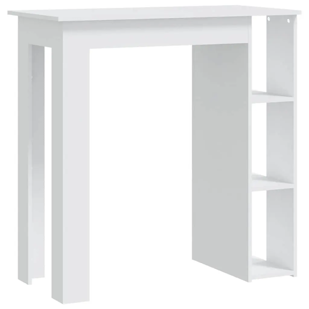 White Bar Table with Storage Shelves