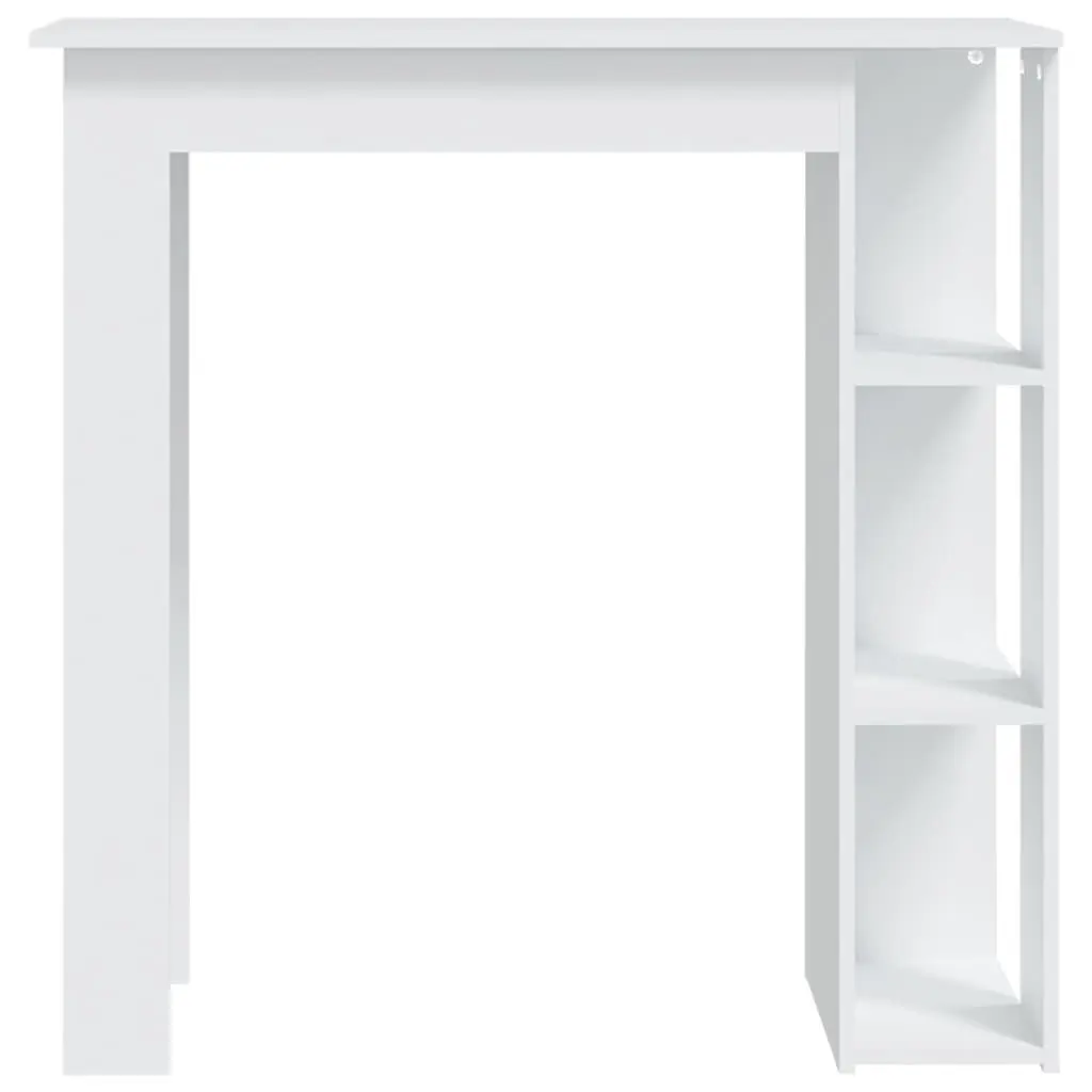 White Bar Table with Storage Shelves